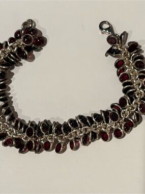 Silver and garnet Cha Cha Bracelet.